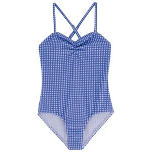 NWT Roxy Girls Blue Gingham One Piece Swimsuit UPF 50+ Size 7